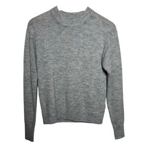 Quince Sweater Women XS Gray Baby Alpaca Wool Diamond Stitch Crewneck Knit